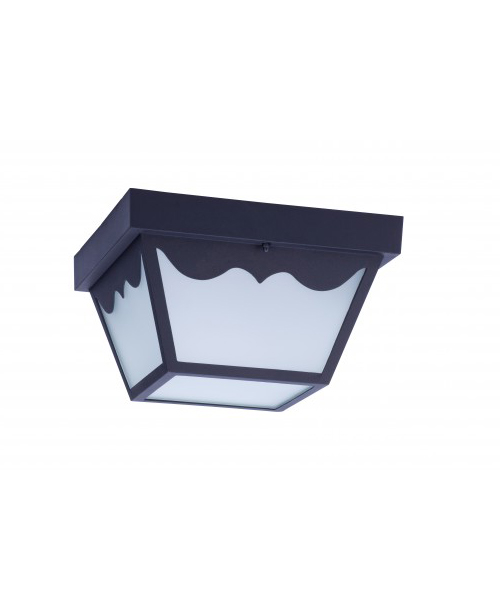 LED OUTDOOR PORCH CEILING LIGHT FIXTURE BLACK STEEL HOUSING FROSTED GLASS LENS
